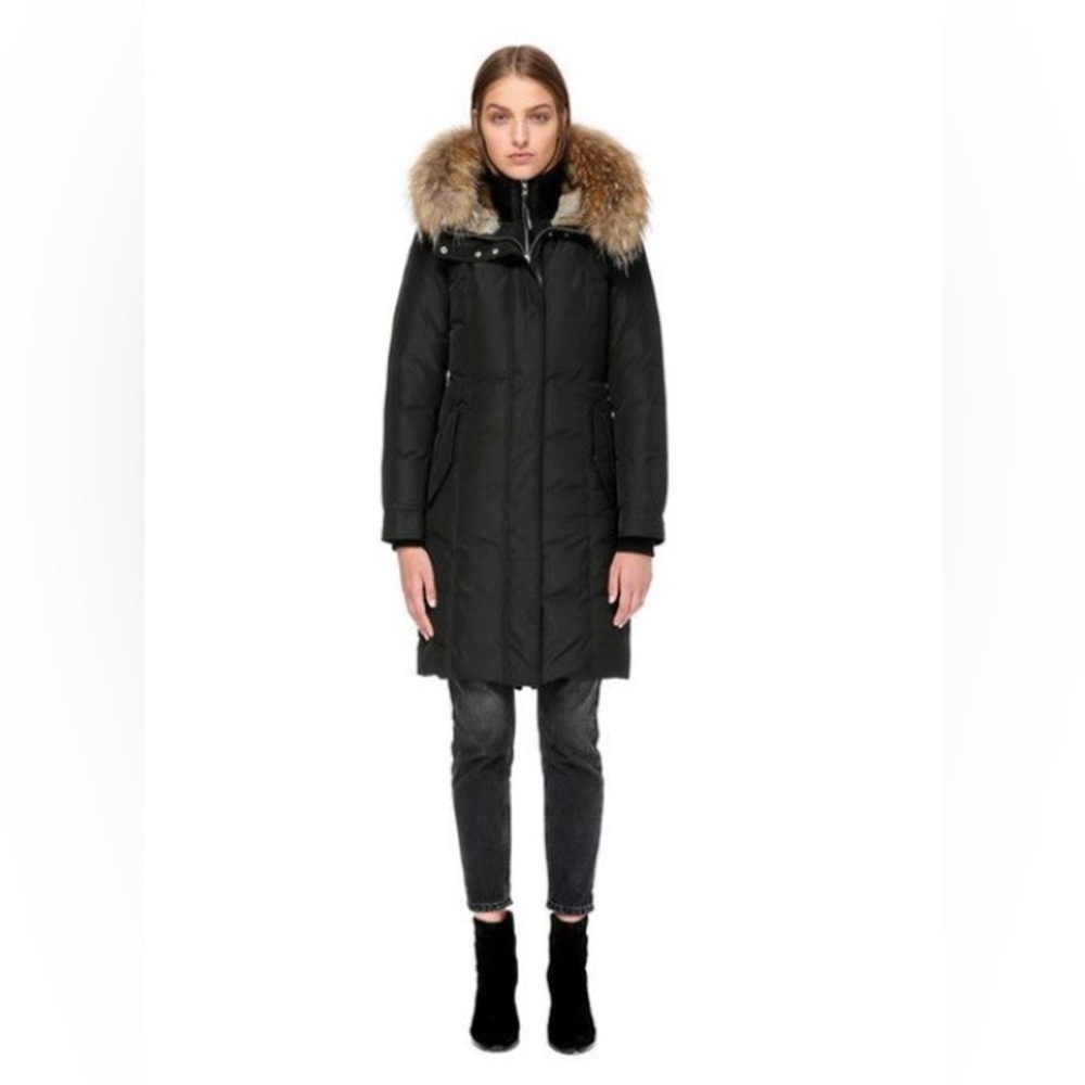 Mackage Harlin Down-Fill Parka Jacket w/ Fur Trim Hood Black Size XXS -20°C